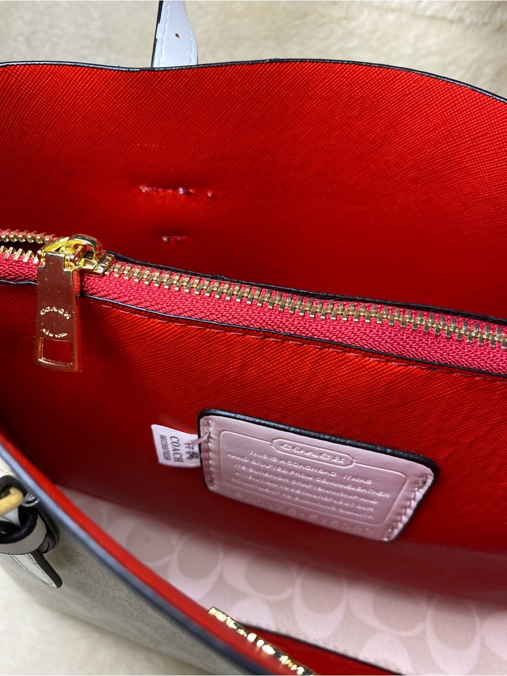 Coach Signature Print Mini Tote in Chalk - Picture 3 of 5